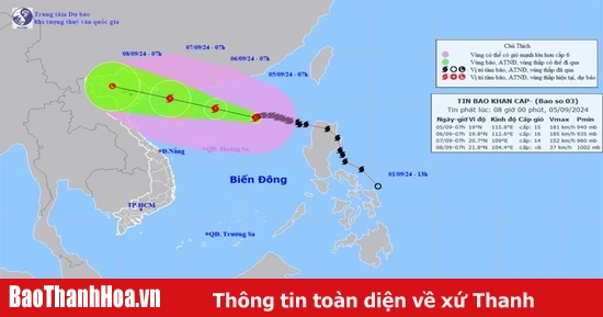 Công điện của Ban Thường vụ Tỉnh ủy về tăng cường lãnh đạo, chỉ đạo công tác ứng phó với bão số 3 