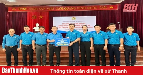 LĐLĐ tỉnh Thanh Hoá hỗ trợ 1.050 triệu đồng cho đoàn viên, người lao động các tỉnh, thành phố bị thiệt hại do bão số 3