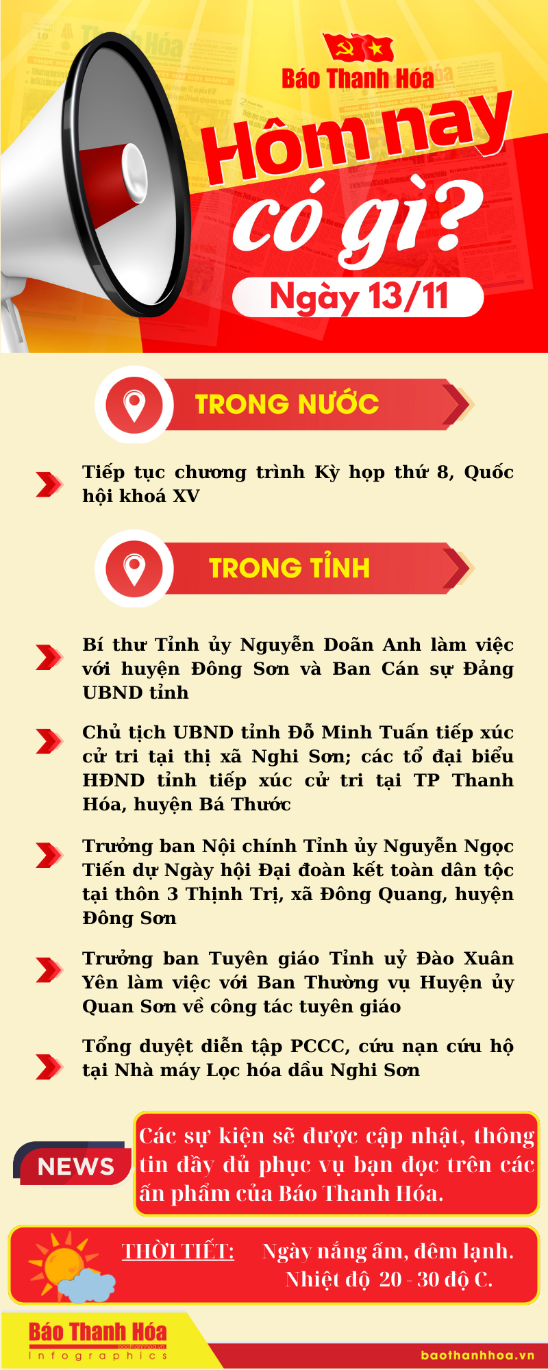 Hôm nay có gì? - Sự kiện nổi bật ngày 13/11/2024