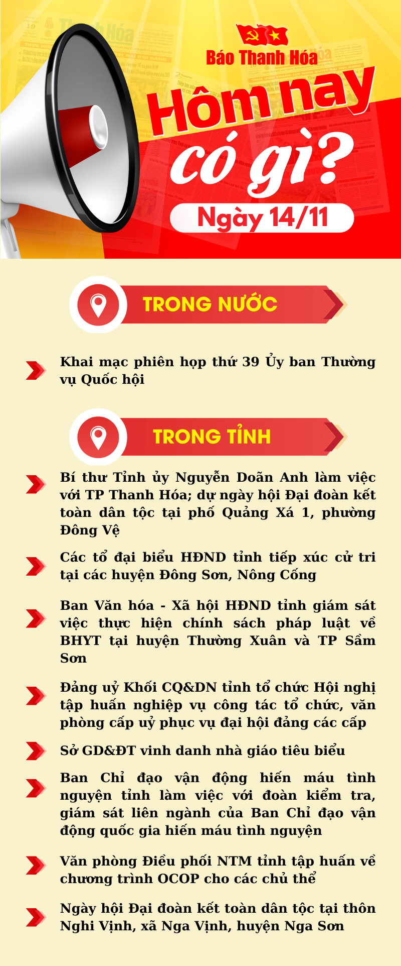 Hôm nay có gì? - Sự kiện nổi bật ngày 14/11/2024