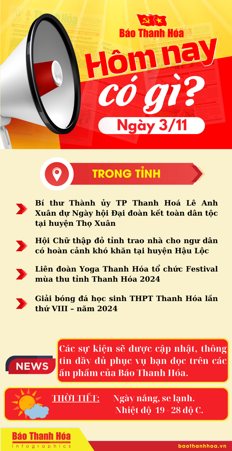 Hôm nay có gì? - Sự kiện nổi bật ngày 3/11/2024