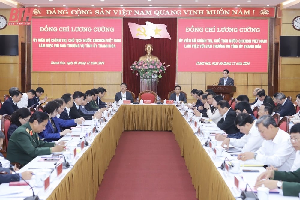 Chủ tịch nước Lương Cường làm việc với Ban Thường vụ Tỉnh uỷ Thanh Hoá