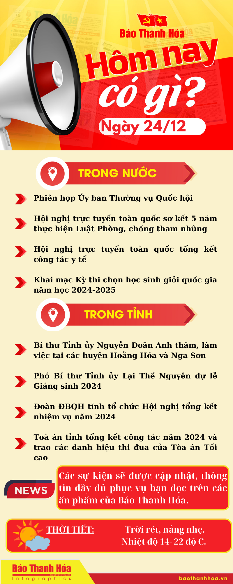 Hôm nay có gì? - Sự kiện nổi bật ngày 24/12/2024