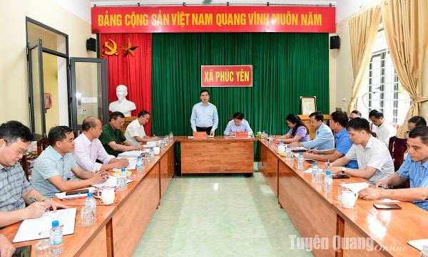 Los dirigentes del Comité Organizador del Comité Provincial del Partido asistieron a la reunión de la célula del Partido e intercambiaron trabajo profesional del Partido en la comuna de Phuc Yen.