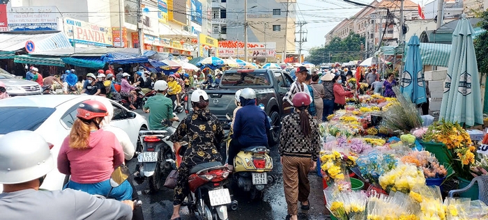 Chợ Vĩnh Long đông đúc ngày Tết.