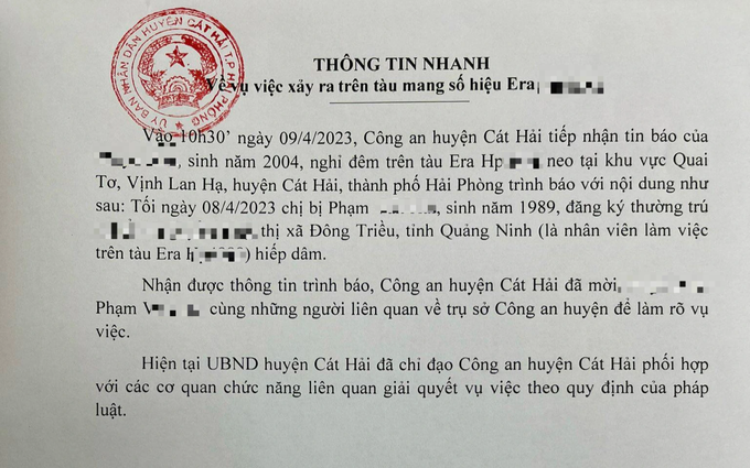 Hải Phòng: Nữ du khách nước ngoài tố bị hiếp dâm trên vịnh Lan Hạ - 1