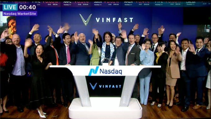 VinFast chính thức giao dịch trên thị trường chứng khoán Mỹ từ phiên 15/8. Ảnh chụp màn hình.