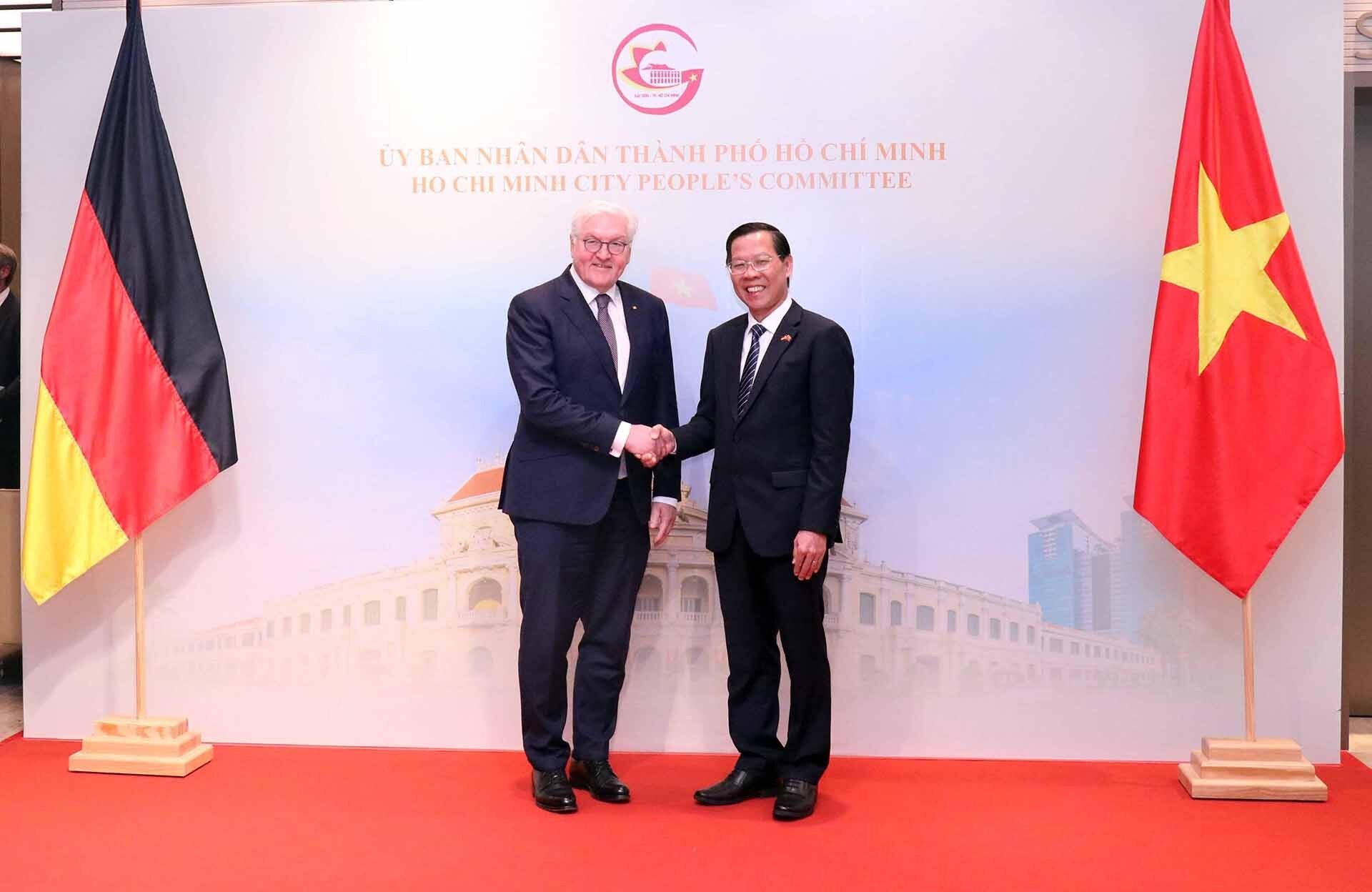 Ông Phan Văn Mãi, Chủ tịch UBND TP. Hồ Chí Minh hội kiến Tổng thống Đức Frank-Walter Steinmeir. (Nguồn: TTXVN)