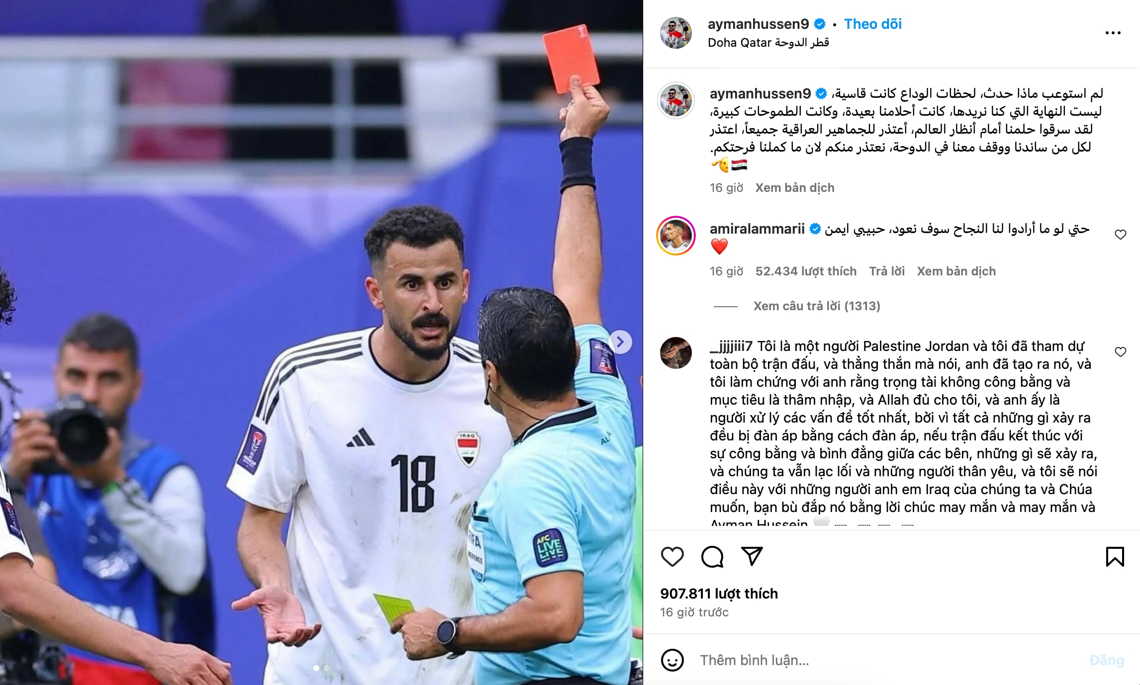 Asian Cup: Ngôi sao Iraq lên tiếng sau chiếc thẻ đỏ gây tranh cãi dữ dội- Ảnh 1.