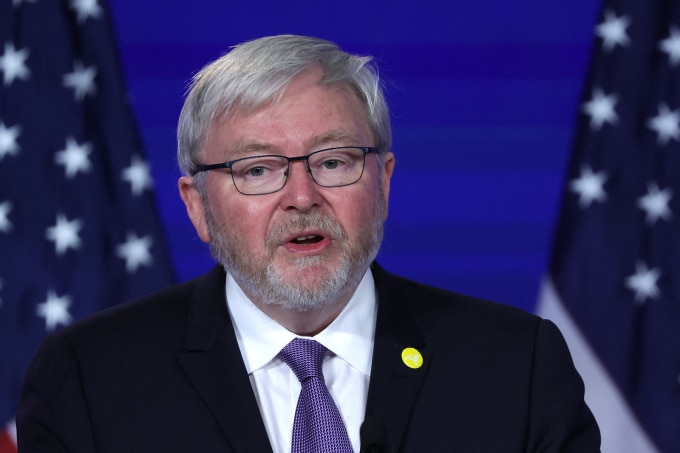Ông Kevin Rudd phát biểu tại thủ đô Washington, Mỹ hồi năm 2022. Ảnh: AFP