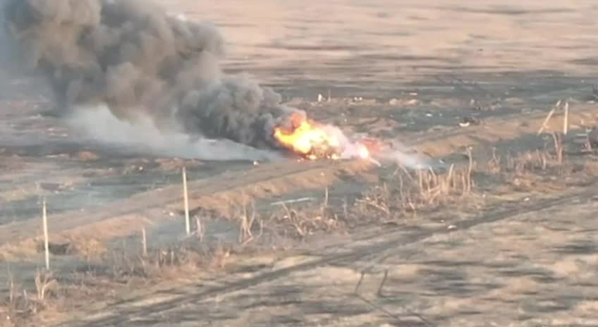 Ukrainian military convoy was attacked, column of fire rising tens of ...