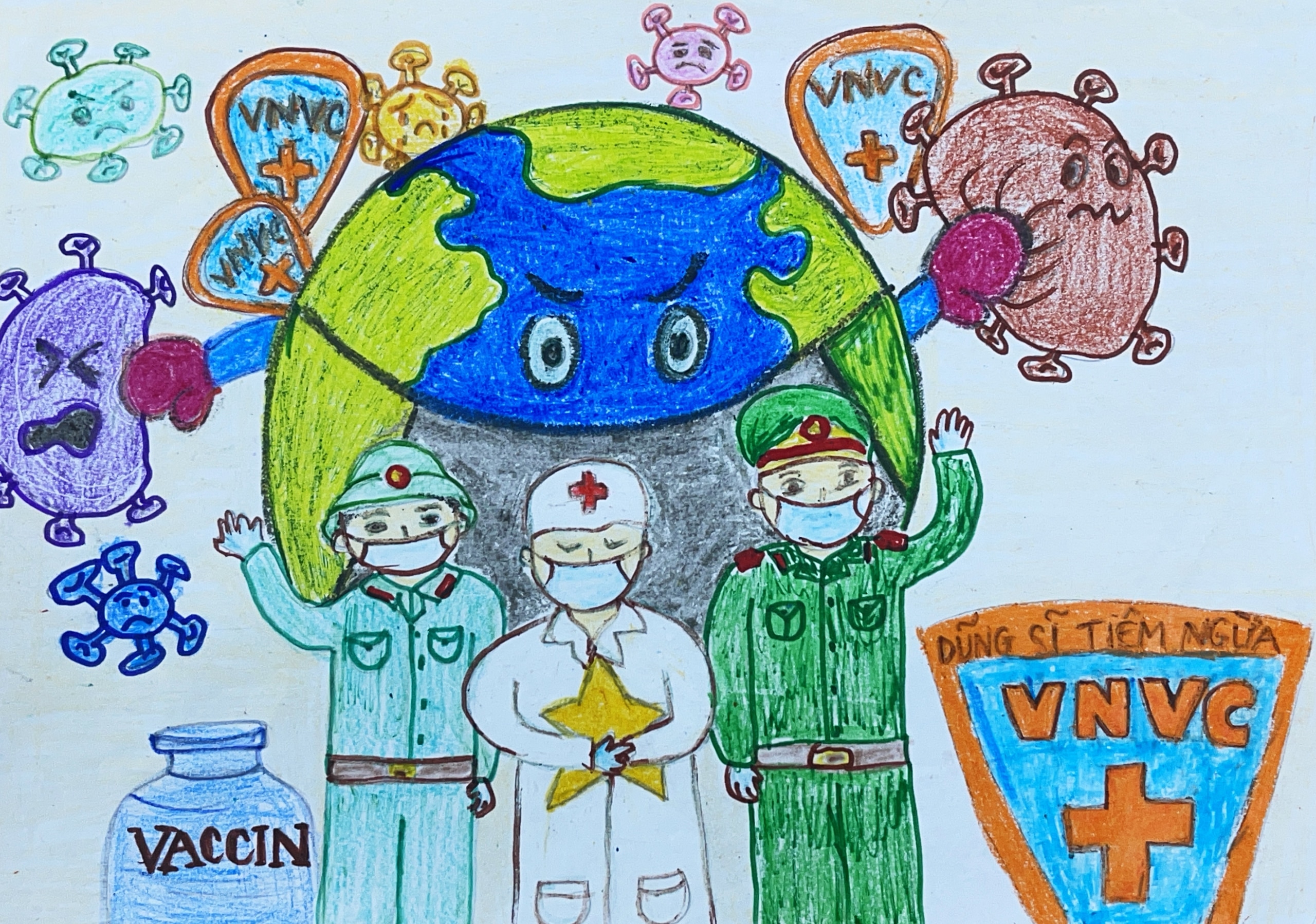 Hàng chục nghìn trẻ em tham gia vẽ dũng sĩ vắc xin với thông điệp xúc động- Ảnh 5.