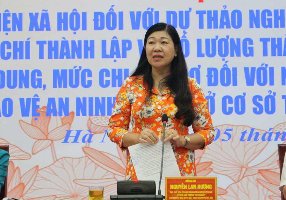 Chủ tịch Ủy ban Mặt trận Tổ quốc Việt Nam TP Hà Nội Nguyễn Lan Hương phát biểu kết luận Hội nghị