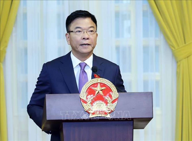 Phó Thủ tướng Lê Thành Long phát biểu. Ảnh: Nhan Sáng/TTXVN