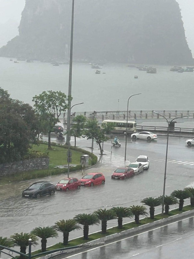 Quảng Ninh mưa như trút nước, ô tô xe máy 'bơi' trên đường ảnh 9