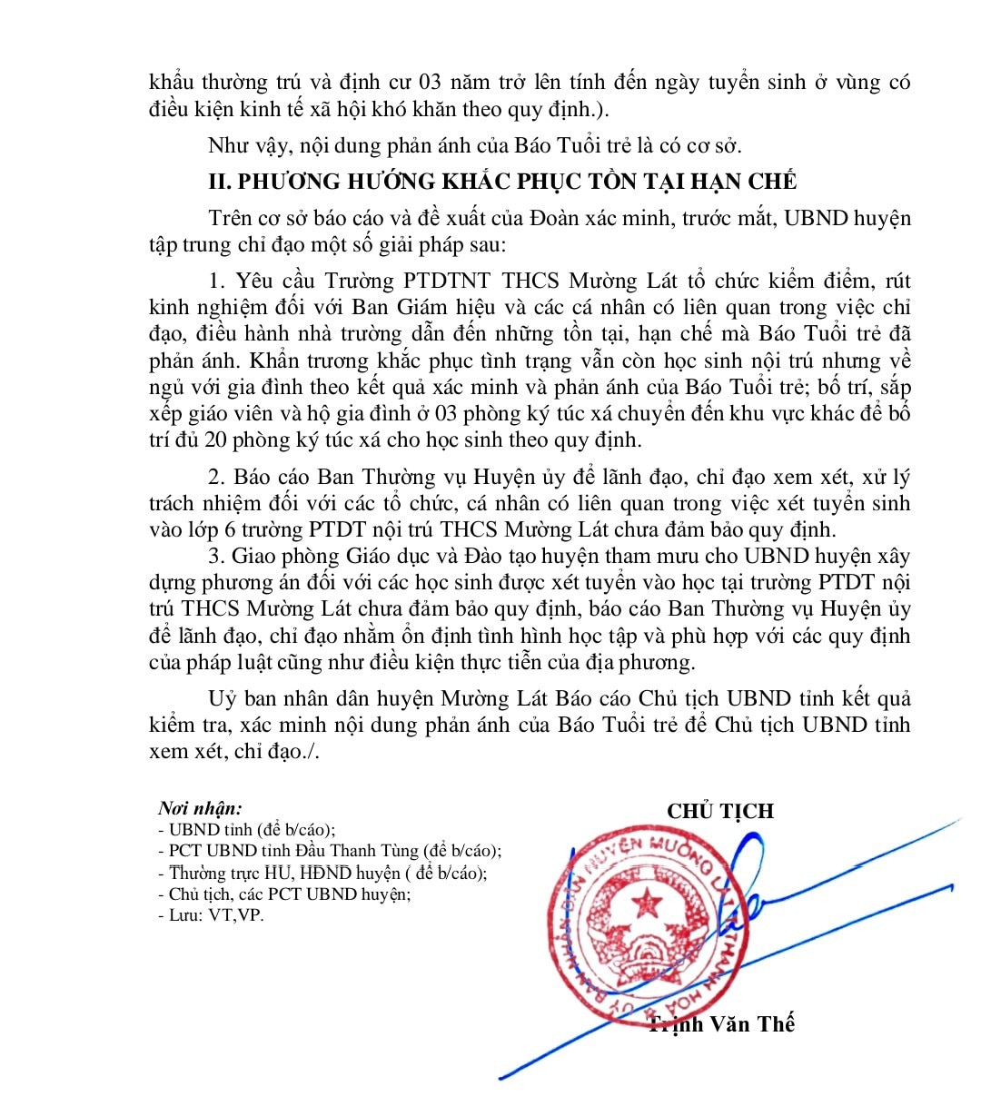 Báo cáo của UBND huyện Mường Lát - Ảnh: HÀ ĐỒNG