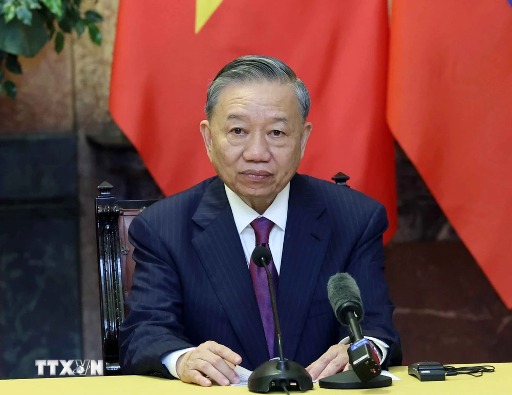 Chủ tịch nước Tô Lâm phát biểu tại cuộc họp báo chung. (Ảnh: Nhan Sáng/TTXVN)