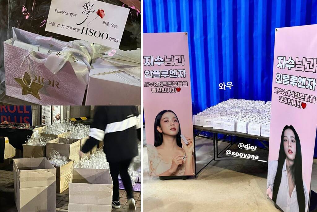 Dior gửi nhiều phần quà đặc biệt đến phim trường ủng hộ nữ đại sứ toàn cầu Jisoo. Ảnh: Instagram