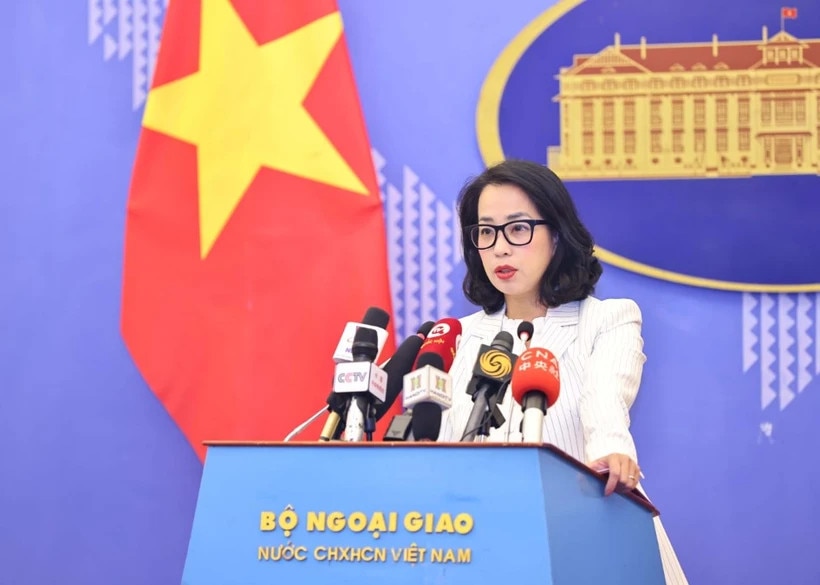 Bà Phạm Thu Hằng, Người phát ngôn Bộ Ngoại giao, trả lời phóng viên tại buổi họp báo thường kì ngày 6/6.