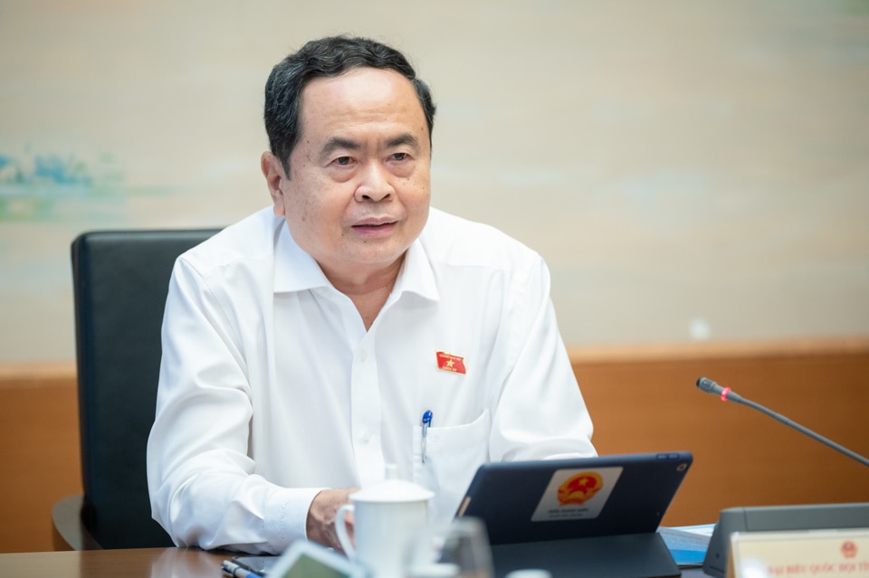 Chủ tịch Quốc hội Trần Thanh Mẫn phát biểu tại phiên thảo luận tổ - Ảnh: Quochoi.vn