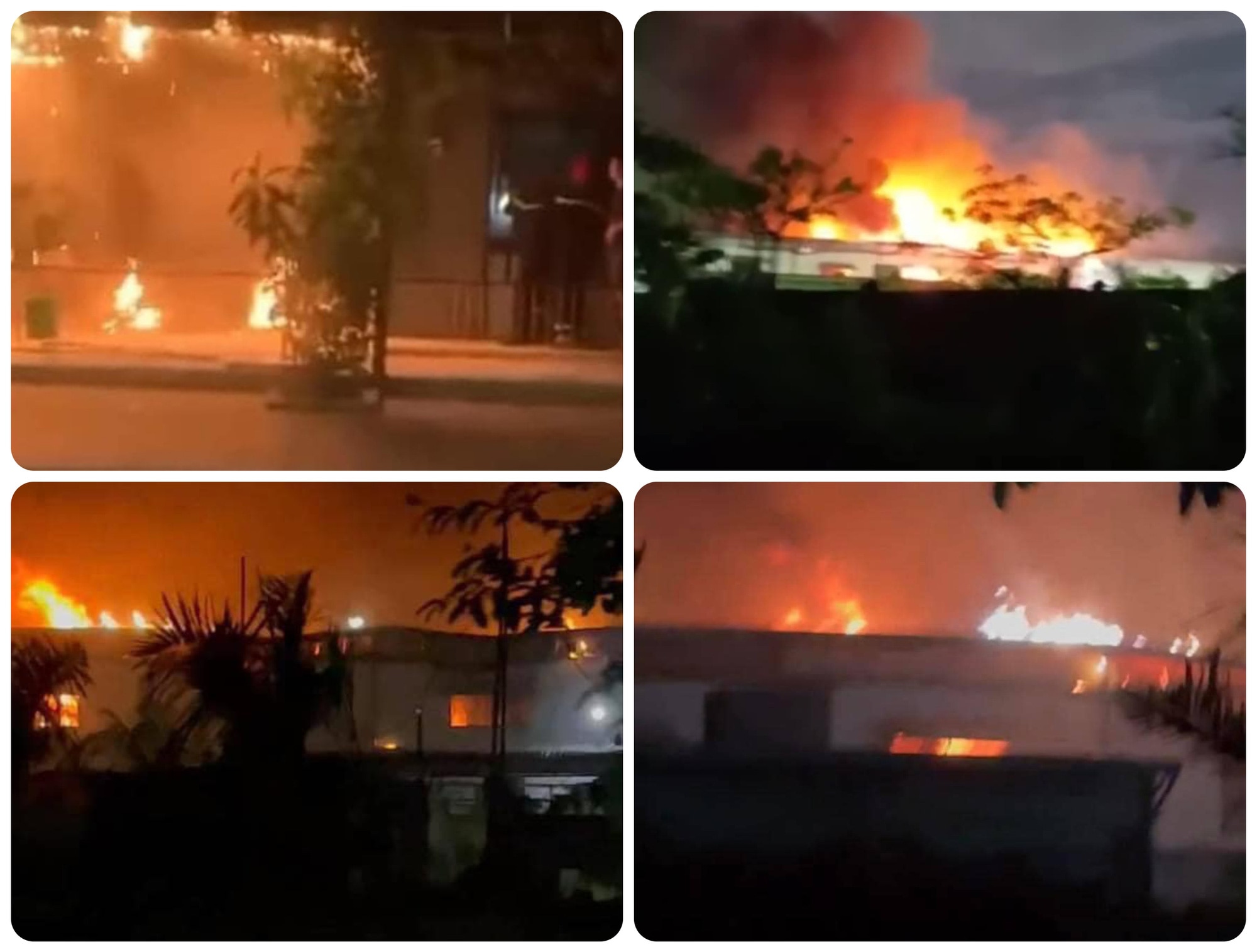 Hiện trường vụ cháy kho chứa bìa các tông của doanh nghiệp trong Khu công nghiệp Phúc Khánh, TP Thái Bình, tỉnh Thái Bình đêm 20-6 - Ảnh: Facebook BEAT THÁI BÌNH