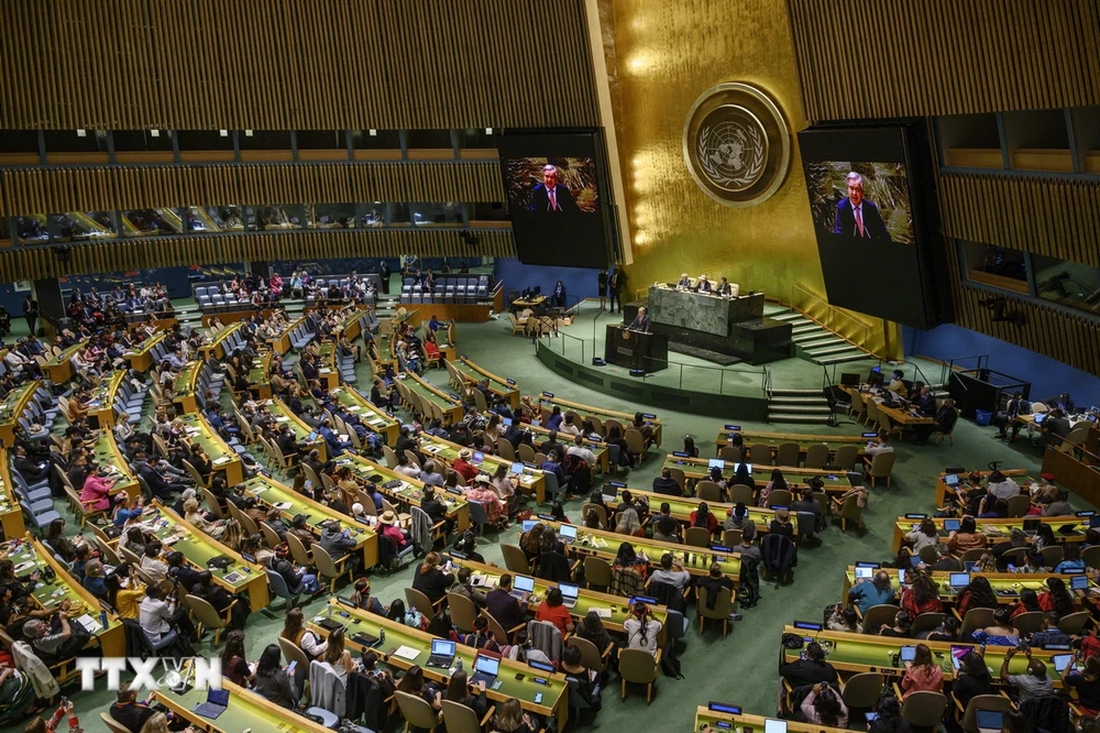 Toàn cảnh một phiên họp của Đại hội đồng Liên hợp quốc ở New York, Mỹ. (Ảnh: AFP/TTXVN)