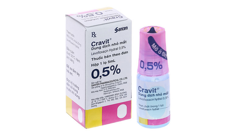 Thuốc nhỏ mắt Cravit đóng gói thành từng chai nhỏ với dung tích 5ml 