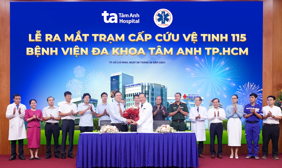 Lễ ra mắt Trạm cấp cứu vệ tinh 115 Bệnh viện Đa khoa Tâm Anh TP.HCM - Ảnh: GIA HƯNG