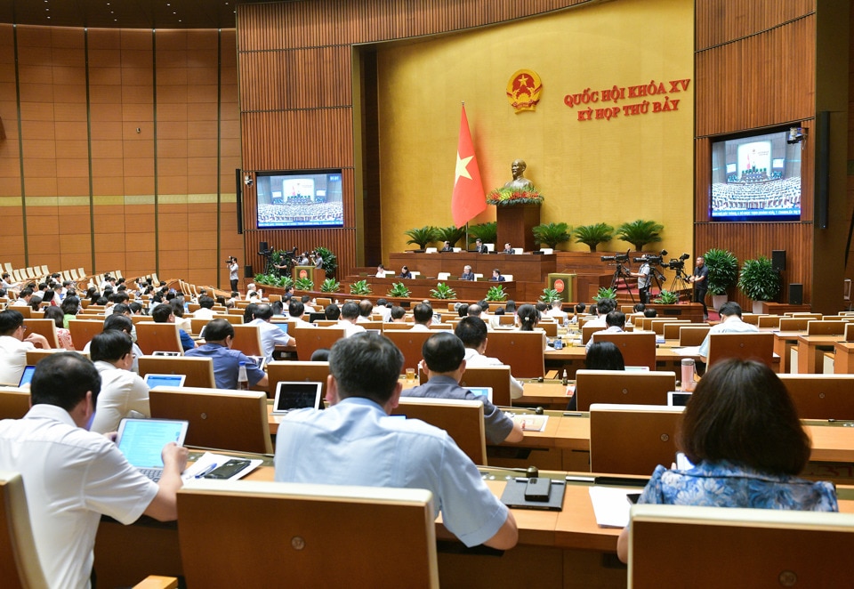 Quang cảnh phiên làm việc ngày 21/6 của Kỳ họp thứ 7 Quốc hội khóa XV - Ảnh: Quochoi.vn