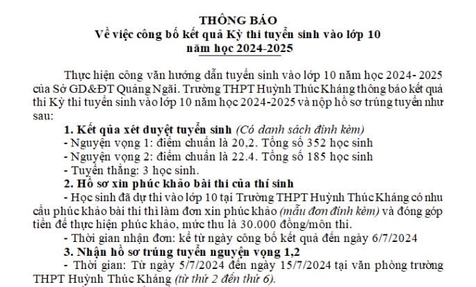 Điểm chuẩn lớp 10 năm 2024 Quảng Ngãi toàn bộ các trường nhanh nhất- Ảnh 1.