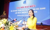 Bà Lê Thị Thu Hồng – Phó Bí thư Thường trực Tỉnh ủy, Chủ tịch HĐND tỉnh Bắc Giang phát biểu tại đại hội. Ảnh: Nguyễn Thắng